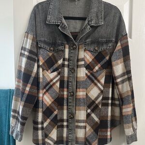 Mazik Plaid Denim Button-Up Jacket size Medium